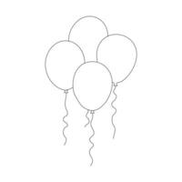 Balloon continuous Single line art, One sketch outline drawing vector illustration