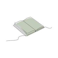 book continuous one  line drawing. open book with flying pages. Vector illustration