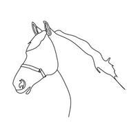 Horse in continuous line art drawing. Horse logo. Black and white vector illustration