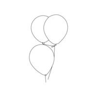 Balloon continuous Single line art, One sketch outline drawing vector illustration