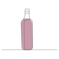 botella continuo línea dibujo. vino botella lineal icono. uno línea dibujo antecedentes. vector ilustración