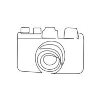 Camera single continuous line drawing. Continuous line draw design graphic vector illustration