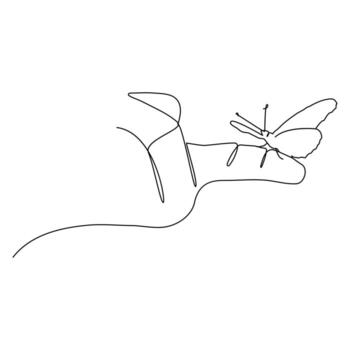 Butterfly continuous One line drawing. Vector illustration of various insect forms in trendy outline style