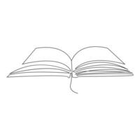 book continuous one  line drawing. open book with flying pages. Vector illustration