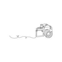 Camera single continuous line drawing. Continuous line draw design graphic vector illustration