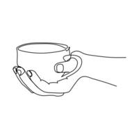 Coffee cup Continuous One line drawing. Line continuous drawing. Vector illustration