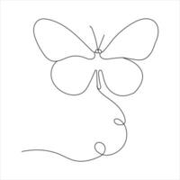 Butterfly continuous One line drawing. Vector illustration of various insect forms in trendy outline style