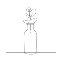 bottle Continuous line drawing. Wine bottle linear icon. One line drawing background. Vector illustration