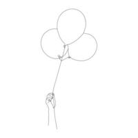 Balloon continuous Single line art, One sketch outline drawing vector illustration