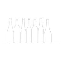 bottle Continuous line drawing. Wine bottle linear icon. One line drawing background. Vector illustration