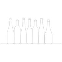 bottle Continuous line drawing. Wine bottle linear icon. One line drawing background. Vector illustration