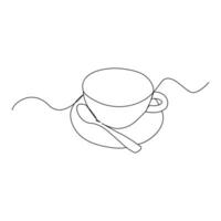 Coffee cup Continuous One line drawing. Line continuous drawing. Vector illustration