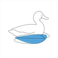 A duck Continuous single line drawing vector illustration. Continuous outline of Animal bird icon.