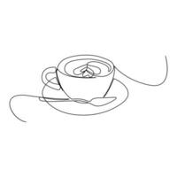 Coffee cup Continuous One line drawing. Line continuous drawing. Vector illustration