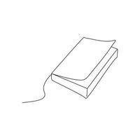 book continuous one  line drawing. open book with flying pages. Vector illustration