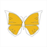 Butterfly continuous One line drawing. Vector illustration of various insect forms in trendy outline style