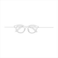 Glasses single continuous line art drawing vector. One line Glasses vector background. Protection eye from sun. Vector illustration