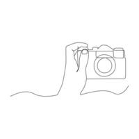 Camera single continuous line drawing. Continuous line draw design graphic vector illustration