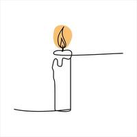 candle continuous line drawing art. one line drawing background. vector illustration