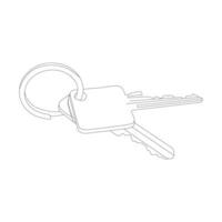 House lock key continuous one line vector art illustration and single outline simple  key  design