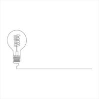 Light bulb continuous single line drawing. line art vector illustration