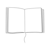 book continuous one  line drawing. open book with flying pages. Vector illustration