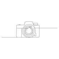 Camera single continuous line drawing. Continuous line draw design graphic vector illustration