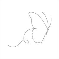 Butterfly continuous One line drawing. Vector illustration of various insect forms in trendy outline style