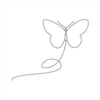 Butterfly continuous One line drawing. Vector illustration of various insect forms in trendy outline style