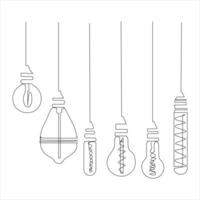 Light bulb continuous single line drawing. line art vector illustration