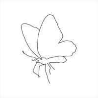 Butterfly continuous One line drawing. Vector illustration of various insect forms in trendy outline style