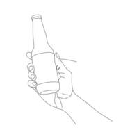 bottle Continuous line drawing. Wine bottle linear icon. One line drawing background. Vector illustration