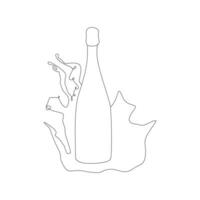 bottle Continuous line drawing. Wine bottle linear icon. One line drawing background. Vector illustration