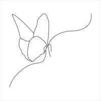 Butterfly continuous One line drawing. Vector illustration of various insect forms in trendy outline style