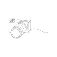 Camera single continuous line drawing. Continuous line draw design graphic vector illustration