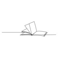 book continuous one  line drawing. open book with flying pages. Vector illustration