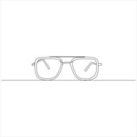 Glasses single continuous line art drawing vector. One line Glasses vector background. Protection eye from sun. Vector illustration