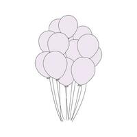 Balloon continuous Single line art, One sketch outline drawing vector illustration