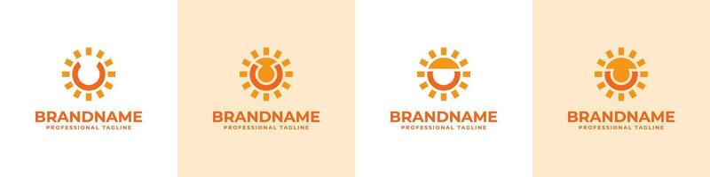 Letter U Sun Logo Set, suitable for business related to solar with U initial vector