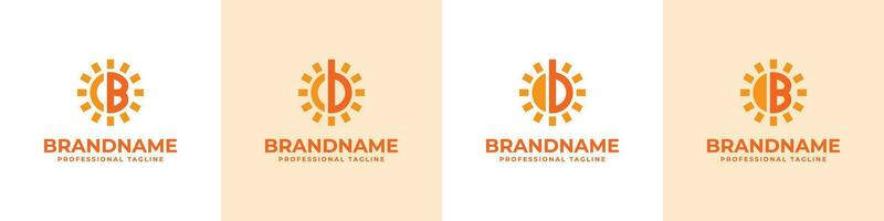 Letter B Sun Logo Set, suitable for business related to solar with B intial vector