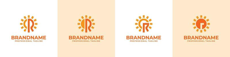 Letter R Sun Logo Set, suitable for business related to solar with R initial vector