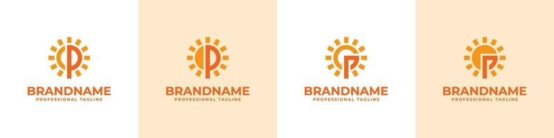 Letter P Sun Logo Set, suitable for business related to solar with P initial vector