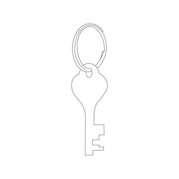 House lock key continuous one line vector art illustration and single outline simple  key  design