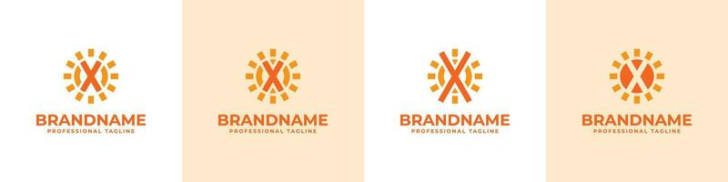 Letter X Sun Logo Set, suitable for business related to solar with X initial vector