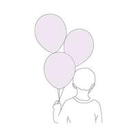 Balloon continuous Single line art, One sketch outline drawing vector illustration