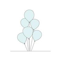 Balloon continuous Single line art, One sketch outline drawing vector illustration