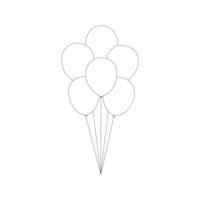 Balloon continuous Single line art, One sketch outline drawing vector illustration