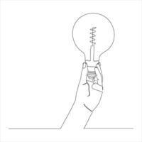 Light bulb continuous single line drawing. line art vector illustration