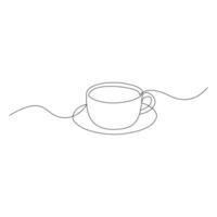 café taza continuo uno línea dibujo. línea continuo dibujo. vector ilustración