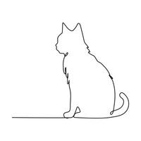 Continuous one line drawing cat. kitten Cat single line art vector illustration